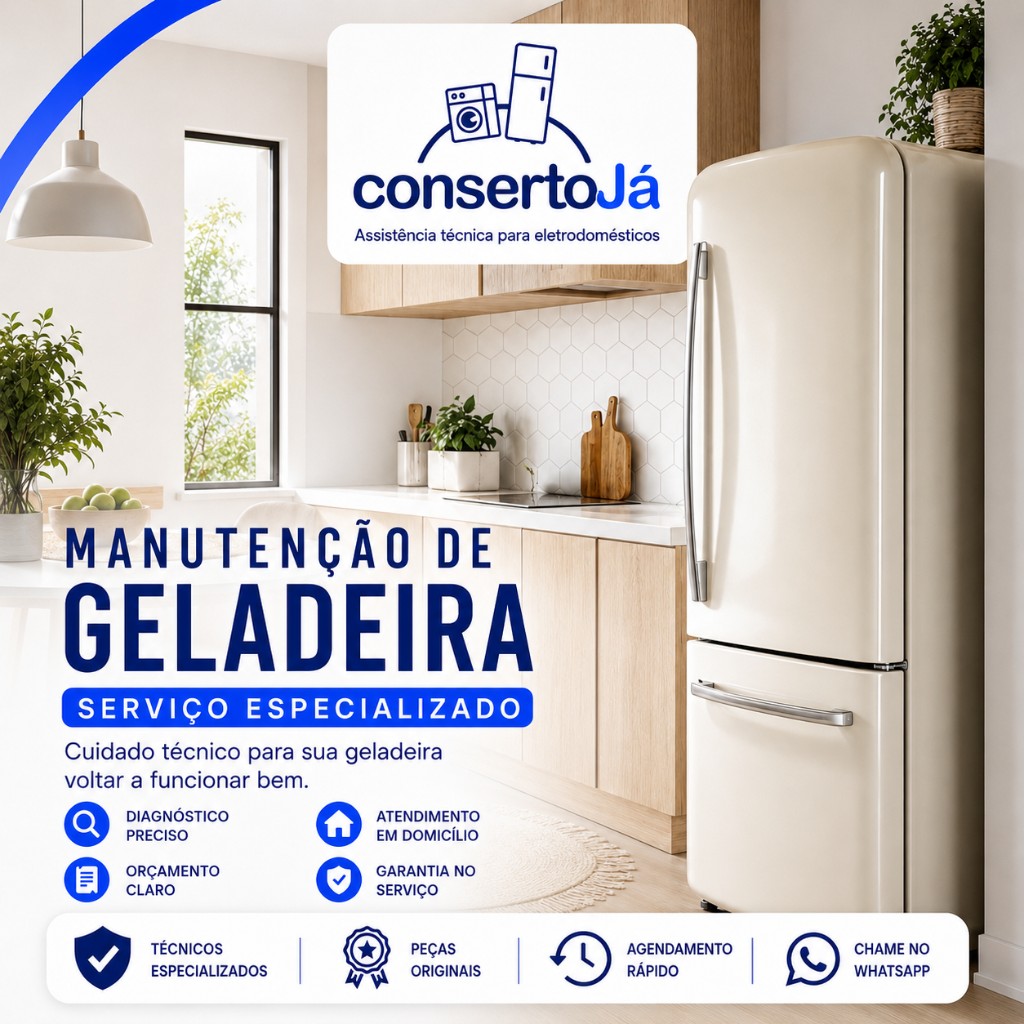 Técnico examinando componentes internos de geladeira Frost Free