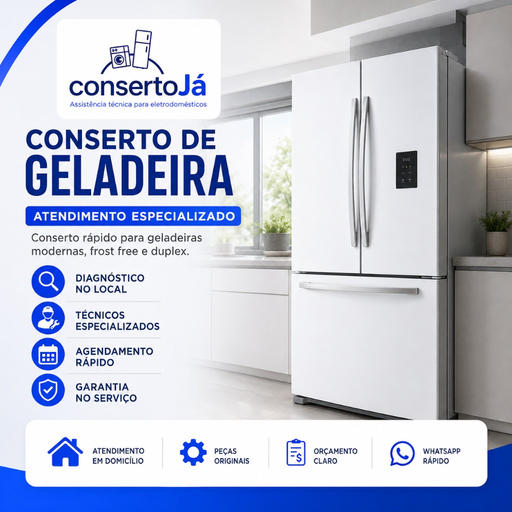 Técnico verificando componentes internos de geladeira Frost Free